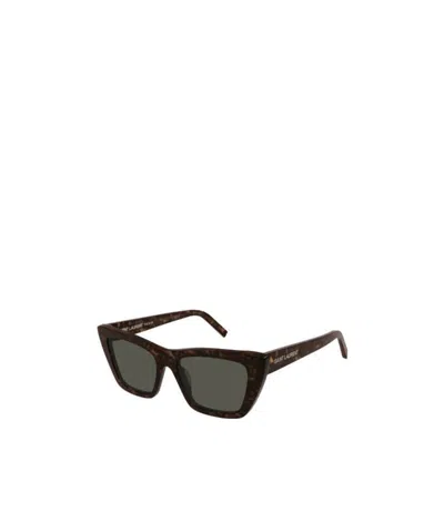 Saint Laurent Mica Tortoise-shell Sunglasses In Black