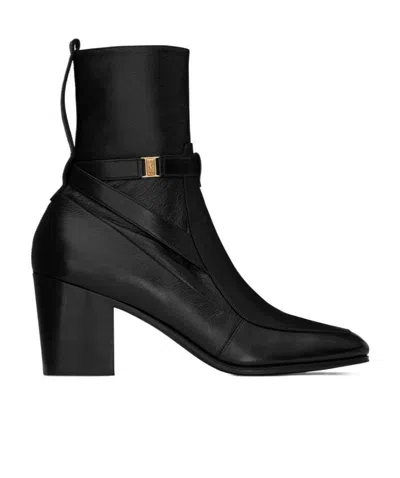 Saint Laurent Michelangelo 75 Ankle Boots In Black