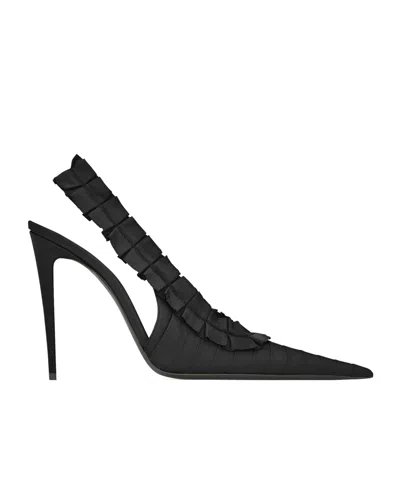 Saint Laurent Micher 110 Ruffled Heeled Pumps In Multi
