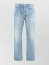 Saint Laurent Stonewashed Distressed Straight Jeans In Blue