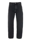 Saint Laurent Mick Black Jeans With Logo Patch On The Rear In Denim Man In Black