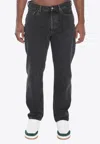 Saint Laurent Mick Faded Denim Pants In Black