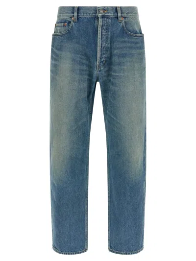 Saint Laurent Tapered Denim Jeans In Authentic Medium Blue