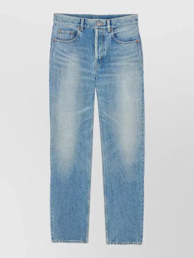Saint Laurent Mick Jeans Faded Wash Five Pocket In Blue