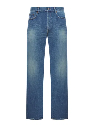 Saint Laurent Mick Long Denim Jeans In Blue