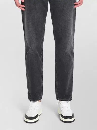 Saint Laurent Mick Long Denim Jeans Mid Rise Straight In Black