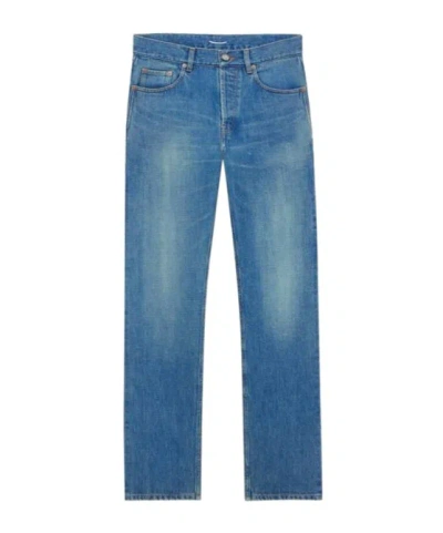 Saint Laurent Mick Long Jeans In Norwegian Blue Denim
