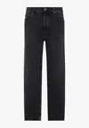 Saint Laurent Mick Long Straight-leg Jeans In Black