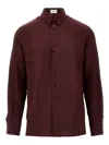 Saint Laurent Shirt In Dotted Silk Crepe De Chine In Red