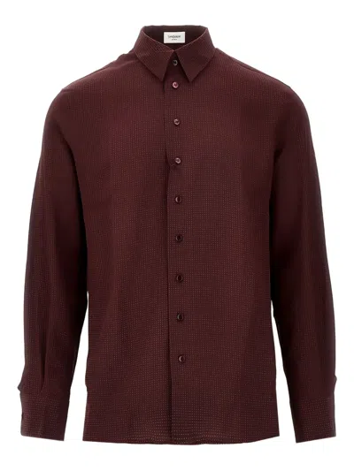 SAINT LAURENT MICRO-DOT SILK SHIRT