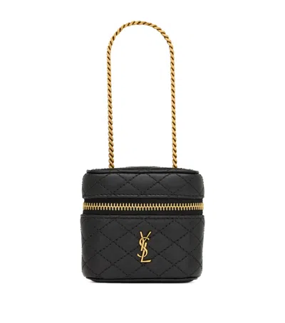Saint Laurent Micro Gabby Quilted Vanity Bag In Black