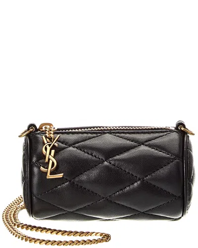 Saint Laurent Micro Sade Tube Leather Crossbody In Black