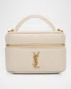 Saint Laurent Micro Vanity Top-handle Bag In Quilted Leather In Blanc Vintage