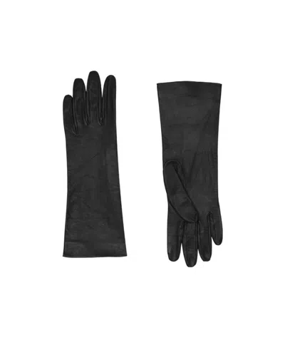 Saint Laurent Mid-length Leather Gloves In Black