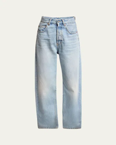 Saint Laurent Mid Rise Denim Pants In Navy