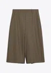 Saint Laurent Houndstooth Pattern Trousers With Belt Loops In Sand