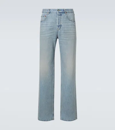 Saint Laurent Mid-rise Straight Jeans In Blue