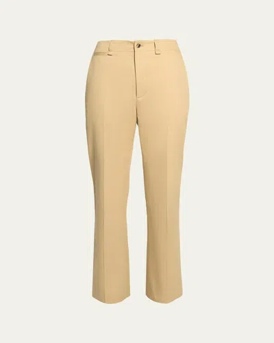 SAINT LAURENT MID-RISE STRAIGHT-LEG ANKLE COTTON PANTS