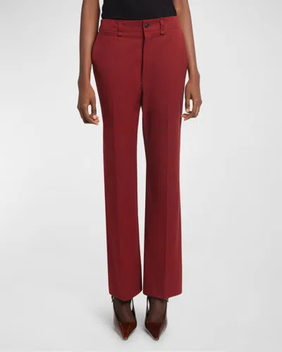 Saint Laurent Cotton-twill Straight-leg Pants In Burgundy