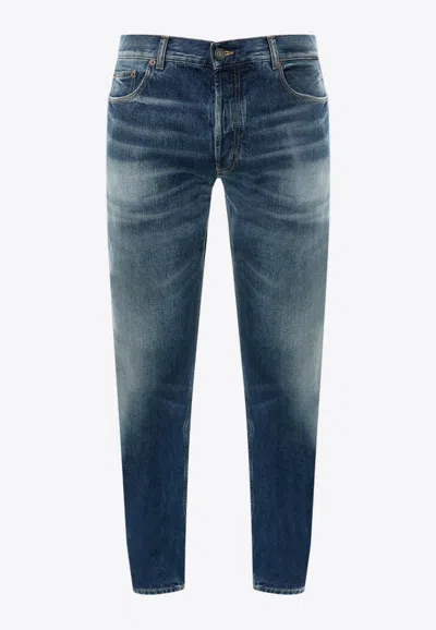 SAINT LAURENT MID-RISE STRAIGHT-LEG JEANS