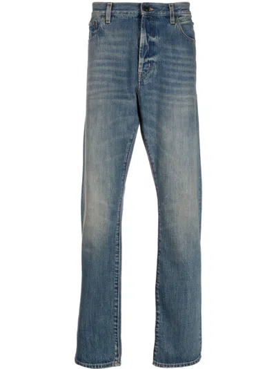 Saint Laurent Mid-rise Straight-leg Jeans In Blau