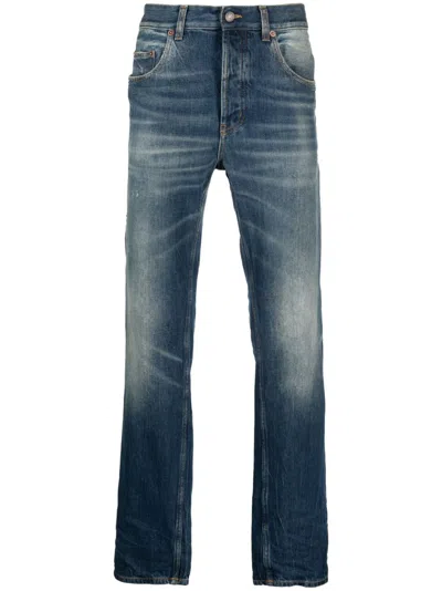 Saint Laurent Mid-rise Straight-leg Jeans In Blue