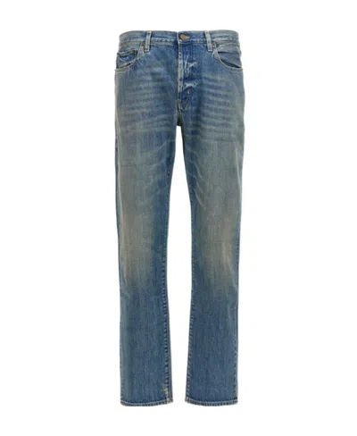 Saint Laurent Mid-rise Straight-leg Jeans In Blue