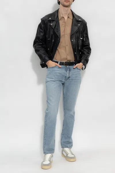 Saint Laurent Mid-rise Waist In Blue