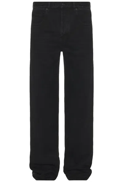 Saint Laurent Mid Straight Baggy Jean In Plain Carbon Black