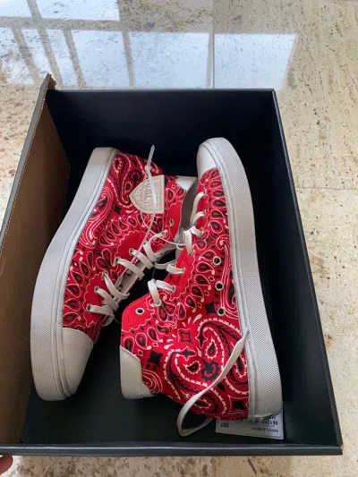 Pre-owned Saint Laurent Mid Top Bandana Res Paisley Trainer Shoes In Red Paisley