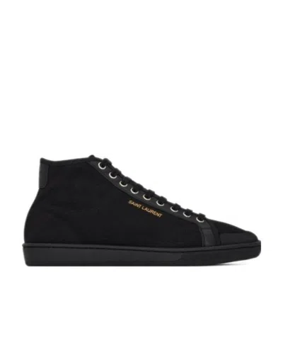 Saint Laurent Mid-top Lace-up Sneakers In Black