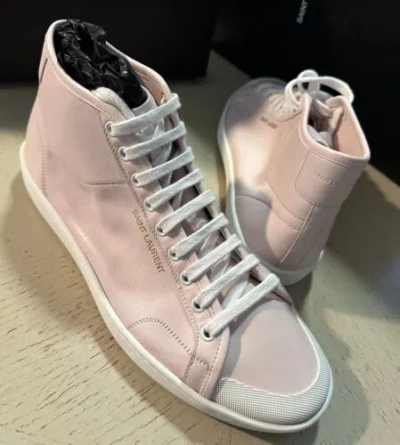 Pre-owned Saint Laurent Mid-top Leather Sneakers Light Pink 10 Us/43 Eu 652773