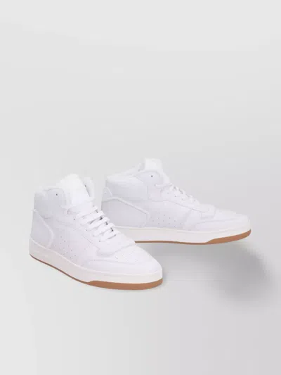 Saint Laurent Mid-top Sneakers Featuring Perforated Detailing In White