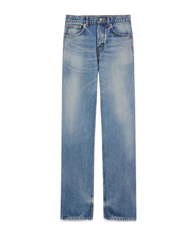 Saint Laurent Mid-waist Five-pocket Jeans In Blue