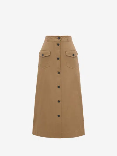 SAINT LAURENT SAINT LAURENT MIDI BUTTON SKIRT