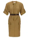 Saint Laurent Midi Workwear Dress In Beige