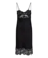 Saint Laurent Women Lace And Silk Slip Dress In Black