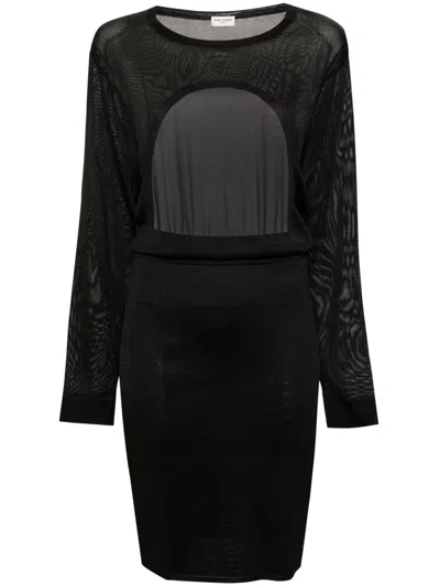 Saint Laurent Midi Dress In Black