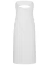 Saint Laurent Viscose Bustier Midi Dress In White