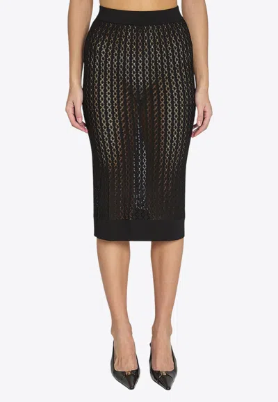 Saint Laurent Midi Knit Skirt In Black