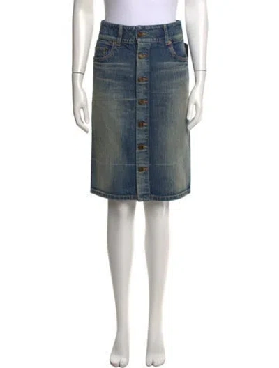 Pre-owned Saint Laurent Midi Length Skirt In Blue