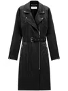 Saint Laurent Midi-length Zipped Biker Jacket In Black