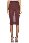 Saint Laurent Midi Pencil Skirt In Prune