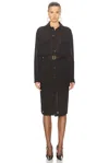Saint Laurent Midi Shirt Dress In Chocolat