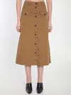 Saint Laurent Midi Skirt With Buttons In Beige
