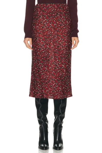 Saint Laurent Printed Cotton-silk Midi Skirt In Red