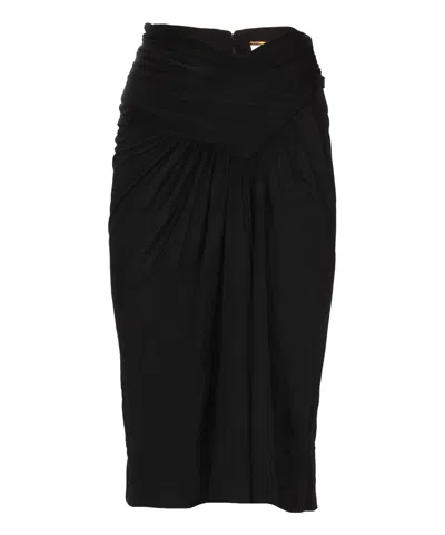 Saint Laurent Midi Skirt In Black