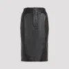 Saint Laurent Black Lamb Leather Midi Skirt In Black