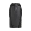 Saint Laurent Black Lamb Leather Midi Skirt In Black
