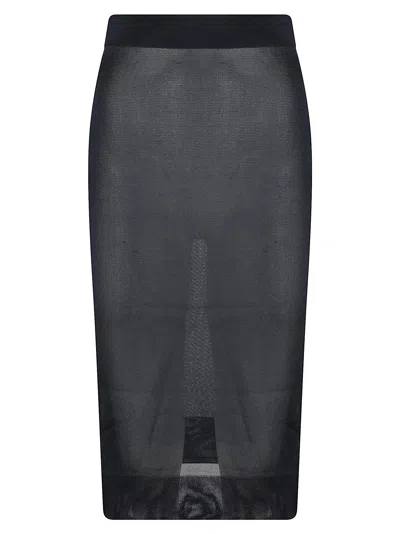 Saint Laurent Knit Pencil Skirt In Blue